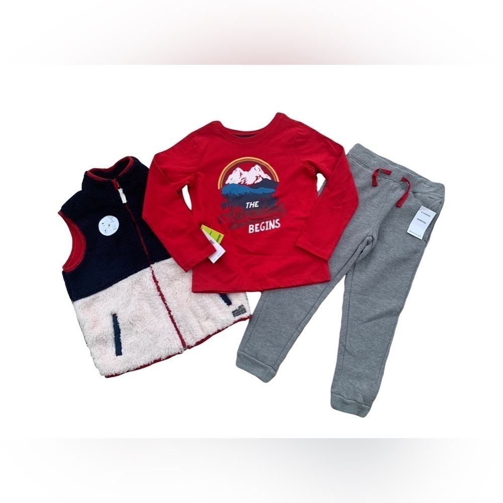 Eddie Bauer NWT Size 5 Three Piece Vest, Tee and Sweatpants Set